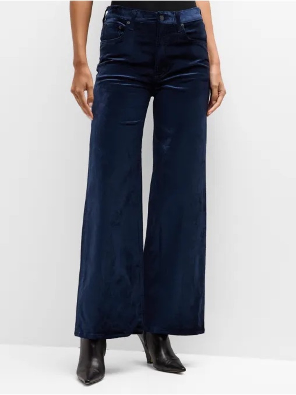 $238 NWT Citizens Of Humanity “Paloma” Wide Leg Velvet Pants in Navy Sz 27
